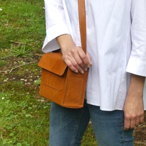 Sac Bandoulière Cuir Marron Clair - Emmanuelle Olivier Maroquinerie