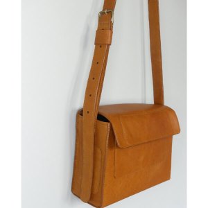 Sac Bandoulière Cuir Marron Clair - Emmanuelle Olivier Maroquinerie