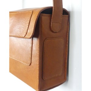 Sac Bandoulière Cuir Marron Clair - Emmanuelle Olivier Maroquinerie