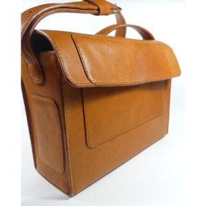 Sac Bandoulière femme en Cuir Marron Clair - Emmanuelle Olivier Maroquinerie
