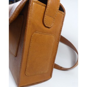 Sac Bandoulière Cuir Marron Clair - Emmanuelle Olivier Maroquinerie