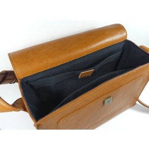 Maroquinerie made in France-Sac Bandoulière Cuir Marron Clair - Emmanuelle Olivier Maroquinerie