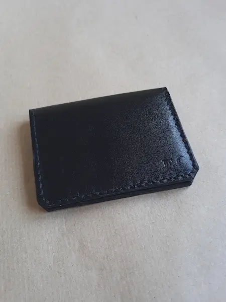 Porte-cartes en cuir noir - Cuir lisse - Emmanuelle Olivier Maroquinerie