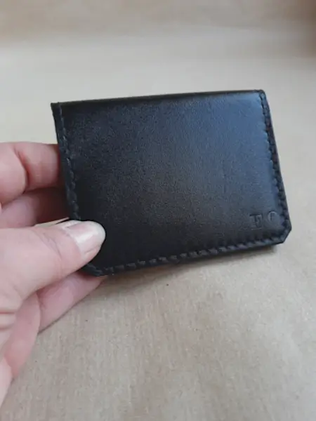 Porte-cartes en cuir noir - Cuir lisse - Emmanuelle Olivier Maroquinerie
