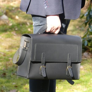 Cartable Homme cuir lisse gris foncé - Modèle Le 3 pièces - Emmanuelle Olivier Maroquinerie