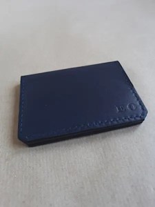 Porte-cartes en cuir bleu - Cuir lisse - Emmanuelle Olivier Maroquinerie