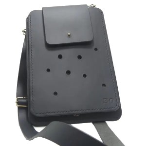 Pochette pour téléphone portable en cuir noir - Emmanuelle Olivier Maroquinerie