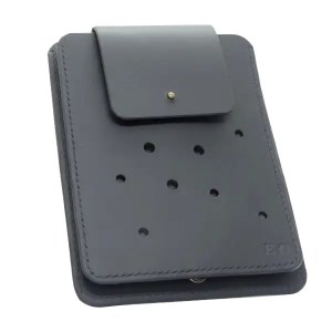 Pochette pour téléphone portable en cuir noir - Emmanuelle Olivier Maroquinerie
