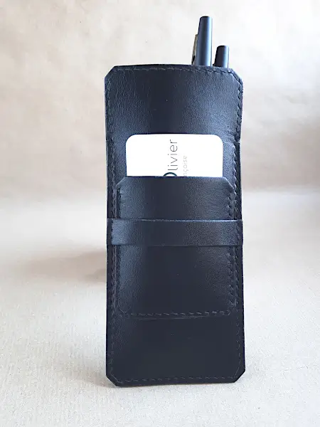 Etui en cuir lisse noir pour 4 stylos - Version Luxe - Emmanuelle Olivier Maroquinerie