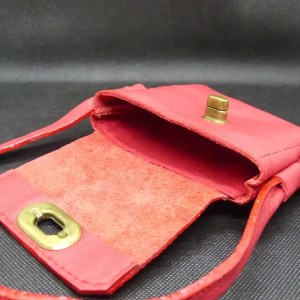 Micro Sac en cuir grainé rouge - Le petit chéri -Emmanuelle Olivier Maroquinerie