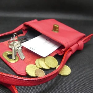 Micro Sac en cuir grainé rouge - Le petit chéri -Emmanuelle Olivier Maroquinerie