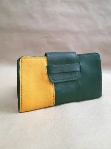 Pochette à billets en cuir basane vert - Cuir Français - Emmanuelle Olivier Maroquinerie