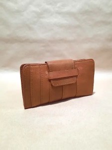 Pochette à billets en cuir basane marron cognac - Cuir Français - Emmanuelle Olivier Maroquinerie