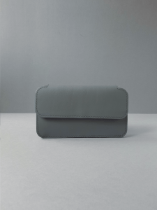 Pochette à billets - Collection Le Galet - Cuir gris - Emmanuelle Olivier Maroquinerie